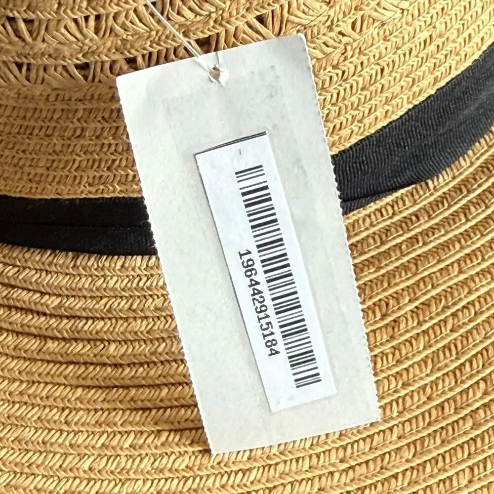 Eddie Bauer Packable Straw Hat L/XL Wide Brim Sun Hat Floppy Travel Beach NWT